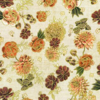 100% Cotton - Hello Fall (Tossed Flowers) - 23918-156 - Linen - Lynnea Washburn - 44 in wide