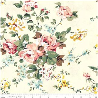 100% Cotton - Rose & Violet's Bouquet des Fleurs (Main) - C17290 - Cream - Miss Rose Sister Violet - 43 in wide