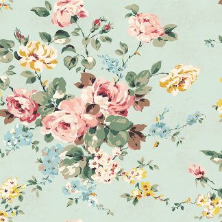 100% Cotton - Rose & Violet's Bouquet des Fleurs (Main) - C17290 - Mint - Miss Rose Sister Violet - 43 in wide