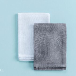 Kimberbell - Blanks - Tea Towels - Waffle Knit White and Grey - KDKB259 - 2pk