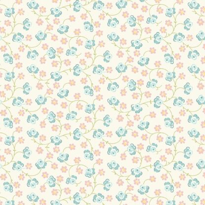 Welcome Spring - Rose Vine - A404-T - Teal - Andover Fabrics
