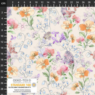 Jersey Fabric - 65in Wide - 419-1165 - Water Color Flowers - Avalana Jersey - Stof