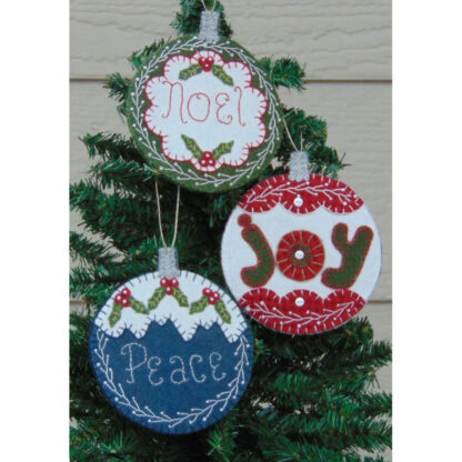 Cotton and Thread Quilts - Joy, Noel, Peace Wool Ornament Pattern - CTP-020