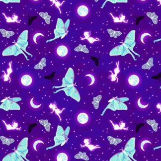 Magic Moon Garden - Moths and Moons - 787G-55 - Purple - Henry Glass