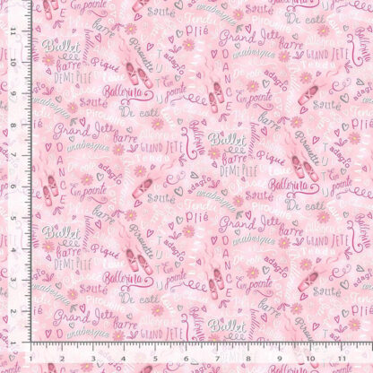 Bunny Ballet - Ballet Slippers and Words - KIDZ-CD2249 - PINK- Timeless Treasures