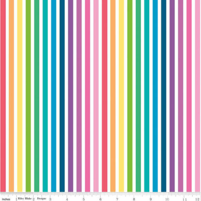 Make - 13421 - Rainbow Stripe - WHT - Riley Blake