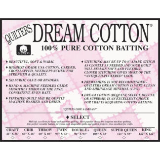 Batting - Packaged - Twin - Quilters Dream Cotton - Select - White - 93x72
