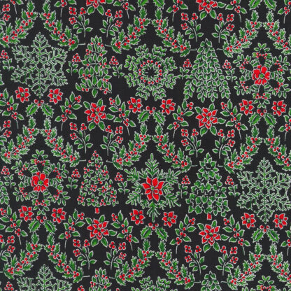 Holiday Flourish - Snow Flower - 21601-181 - Onyx - Robert Kaufman