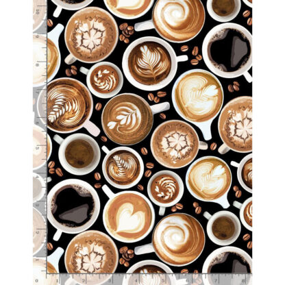 Just Brew It - C7257-BLK - Tossed Cups - Timeless Treasures