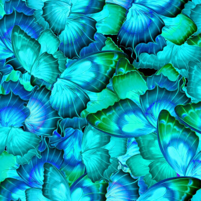 Fabric - Cosmic Butterfly - Packed Bright Butterflies Wings - Turquiose - Timeless Treasures